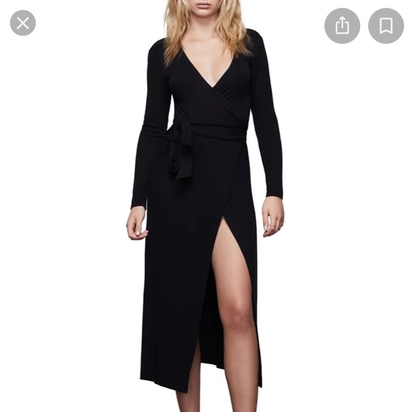 Good American | The Daynight Long Sleeve Wrap Dress in Black Size 2 - Picture 1 of 7